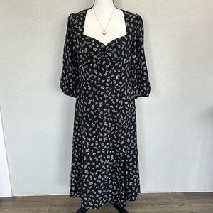 Lichi Black dress with floral design NWOT